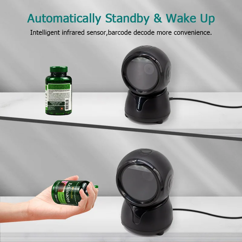 Desktop Barcode Scanner 1D 2D QR Codes Reader Mobile Payment for Supermarket Store Cashier Auto Scanning Hands Free Platform X7
