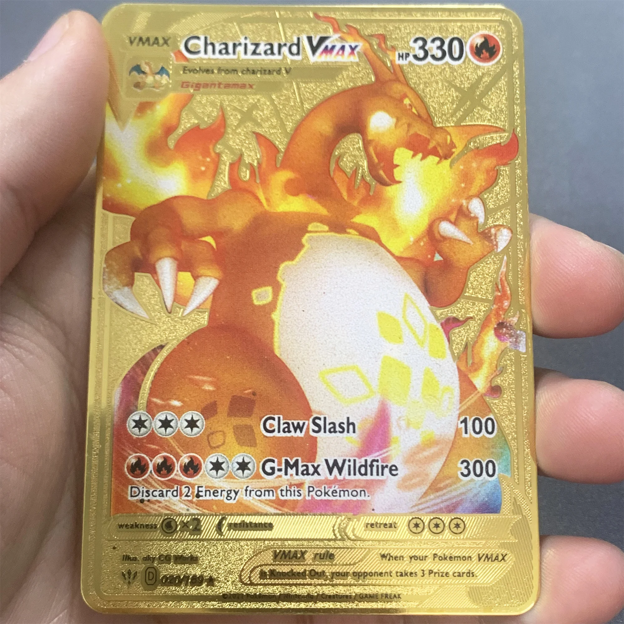 thumbnail image 1 of 10000PH Gold Metal Card Arceus Pikachu Charizard VMAX Spanish Version Pokémon Game Collection Metal Iron Cards Kid Gifts, 1 of 5