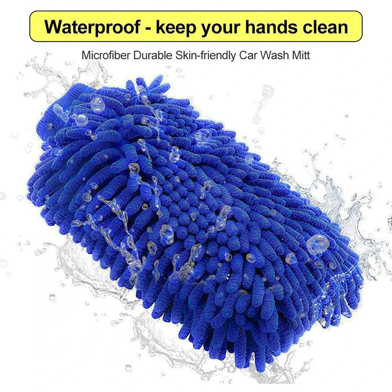 Car Washing Gloves Large Size Microfiber Wash Mitt for Car Cleaning Plush Chenille Ultra Absorbent Rag Sponge Kit Accessories