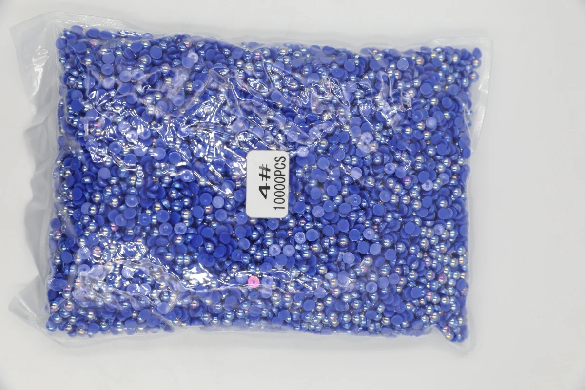

Bulk Package 2-12mm Jelly Sapphire AB Color Flat back ABS round Half Pearl beads, imitation plastic half pearl beads