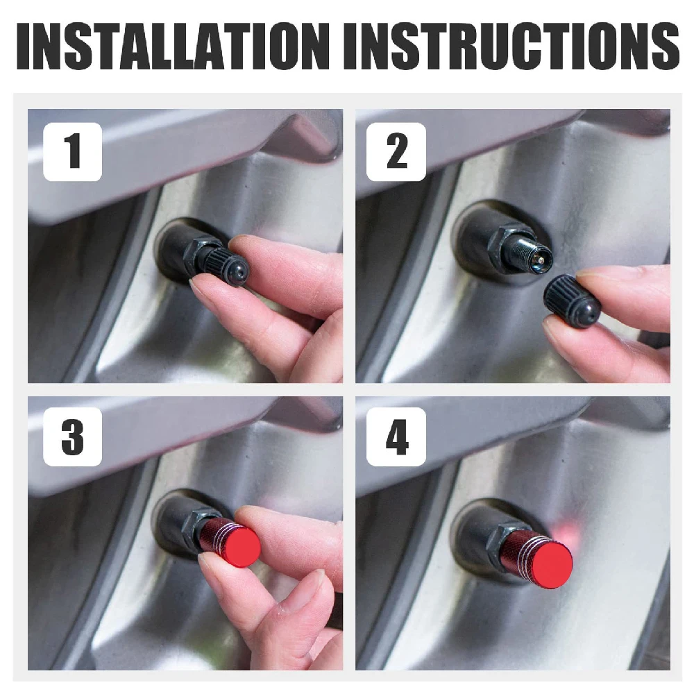 4개 타이어 밸브 스템 캡, 부식 방지, 누출 방지, 자동차, 트럭, 오토바이 및 자전거용 범용 스템 커버