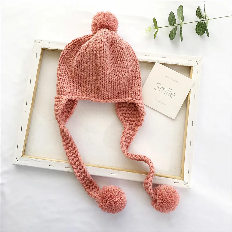 Knit Hat Baby Hat New Winter Baby Hat Pompom Cotton Knitted Baby Cap for Girls Boys Infant Bonnet Kids Cap Accessories 6 Colors
