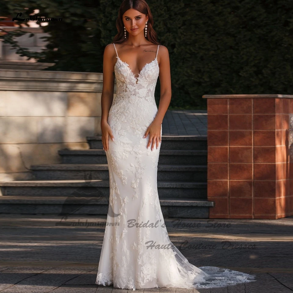 

Lakshmigown сексуальное богемное свадебное платье в стиле русалки 2023 платье для невесты пляжное свадебное платье кружевные на бретелях