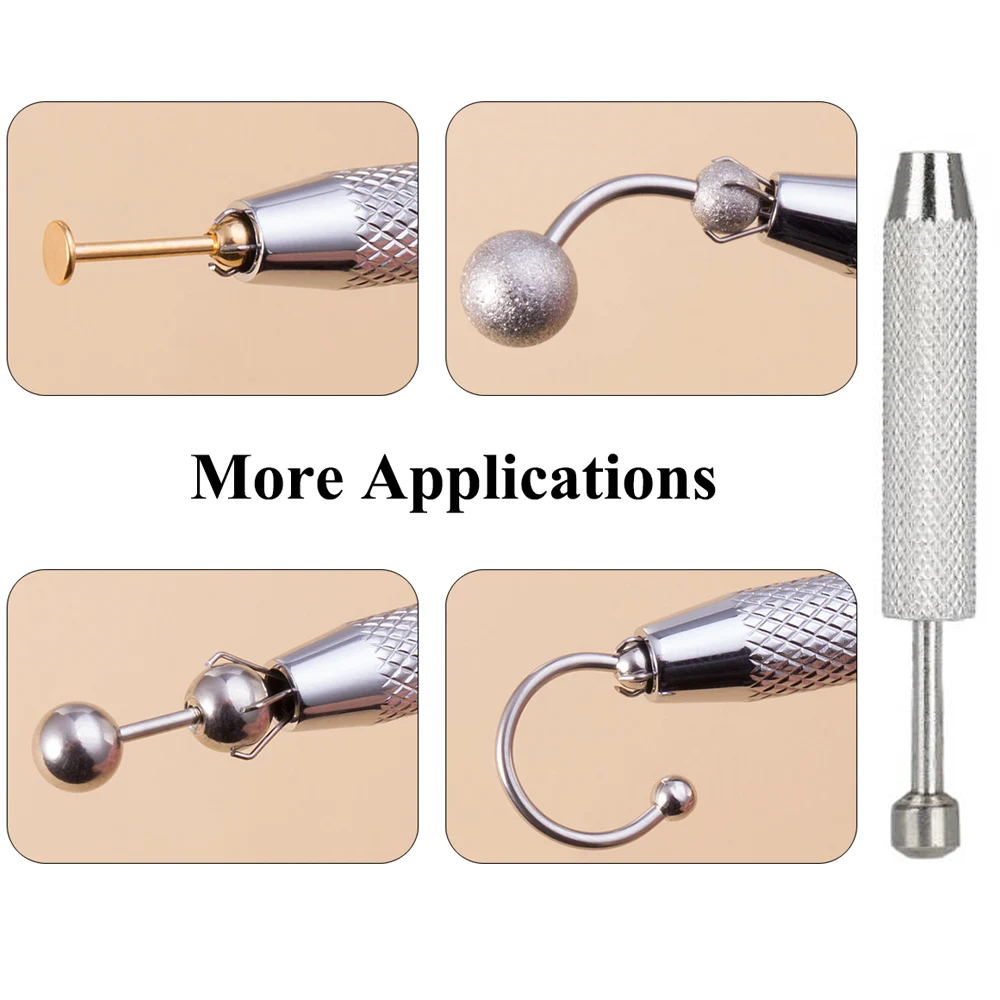 Ball Grabber Piercing Tool Body Piercing Ball Removal Tool 13×4×1 4 Prong  Diamond Tweezers Gem Pick Up Tool Catcher Grabber Jewelry Making Tool