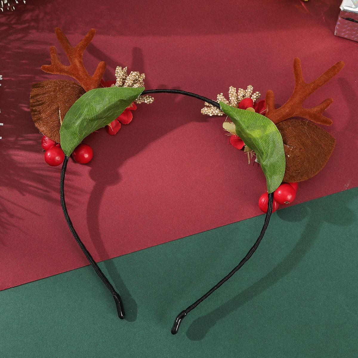 Christmas Flower Antlers Head Hoops Headband Ladies Fashion Festival Hair Band Bezel Hairbands Girls Gift Hair Accessories