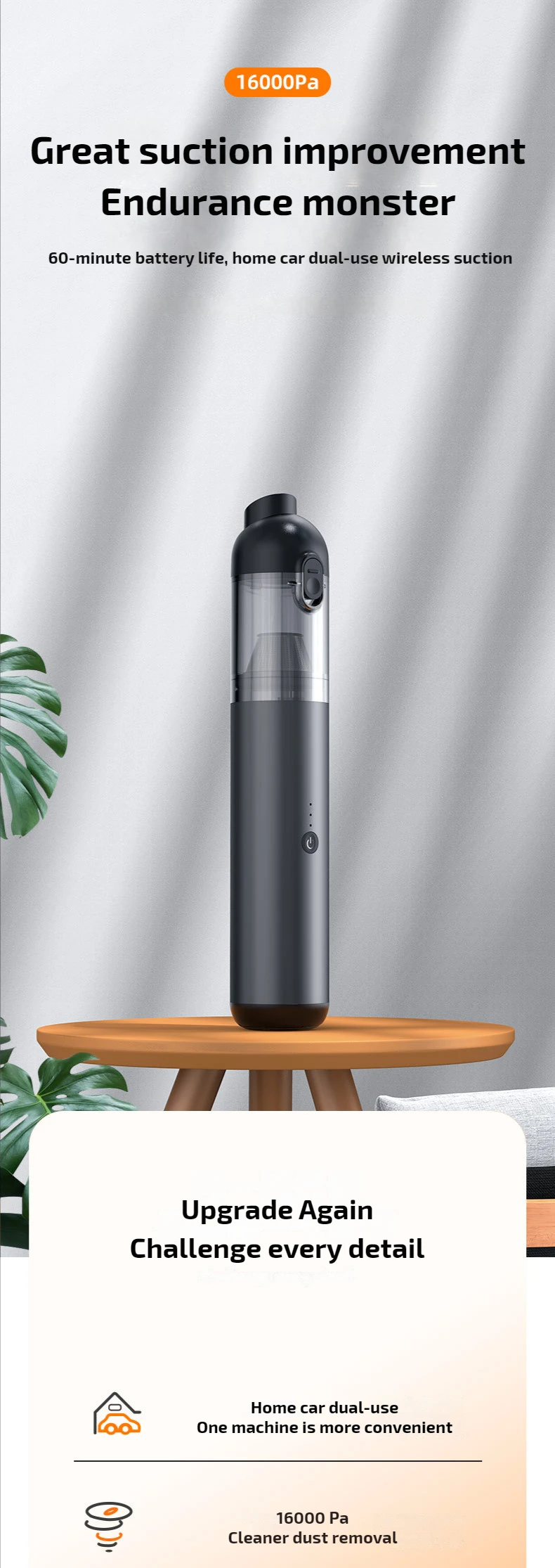 Aspirabriciole Senza Fili 120W - Mini Aspirapolvere Per Auto E Casa Con Accessori - Foto 12