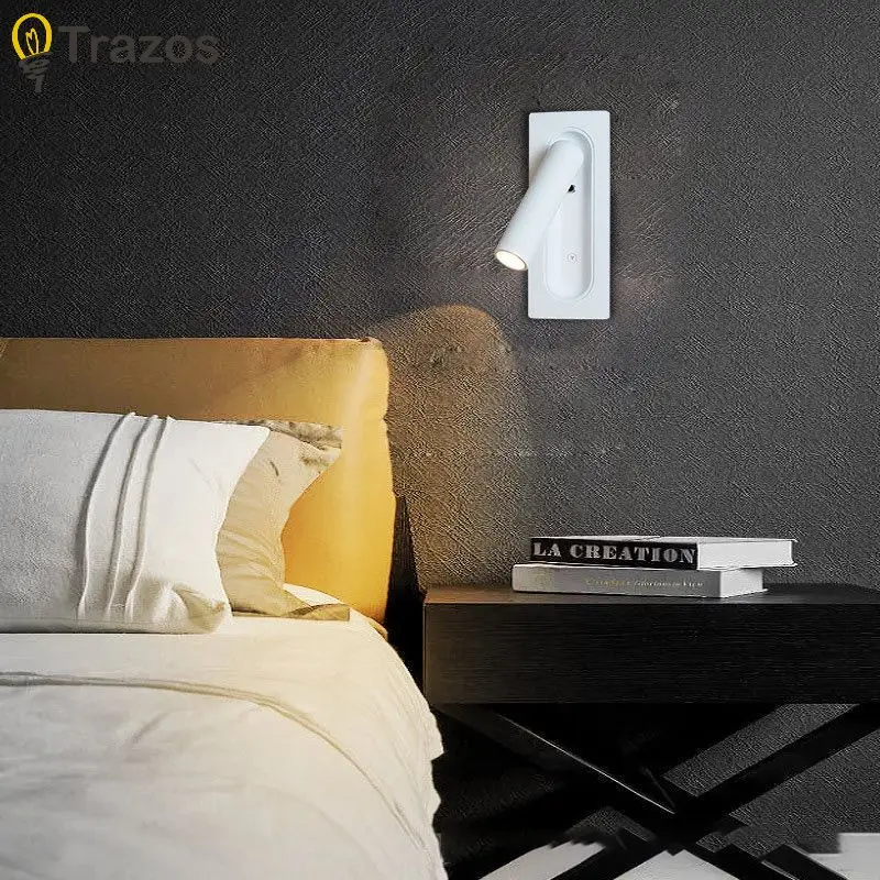Lampada da comodino moderna e semplice per camera d'albergo, camera da letto, soggiorno, studio, lampada da lettura, protezione per gli occhi incorporata, lampada da parete girevole - immagine 3