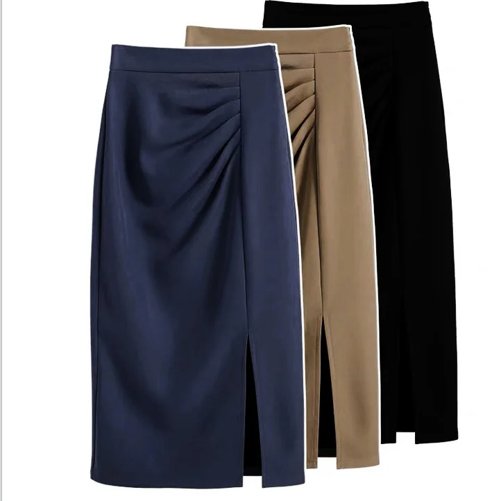 

Classic Vintage Stretch Pencil Skirts for Women Office Lady Formal Solid Color Midi Skirts Elegant Female Package Hip Skirts O96