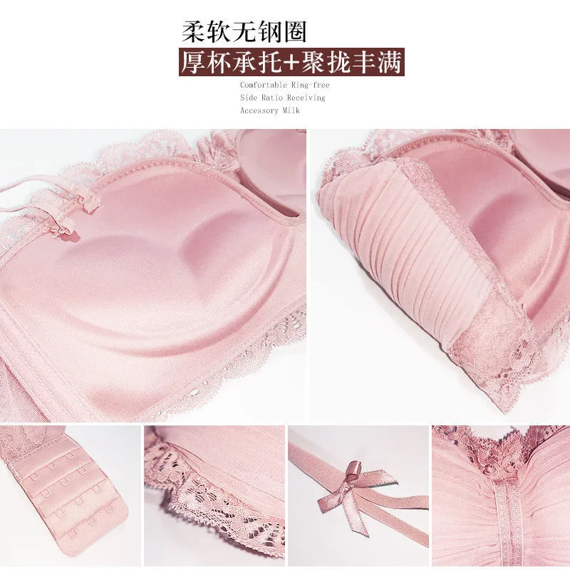 Small Bra Girl Underwear Set for Female Wire Free Lace Panties Bra Sets Adjustable Straps Bralettes Panty Woman Push Up Lingerie