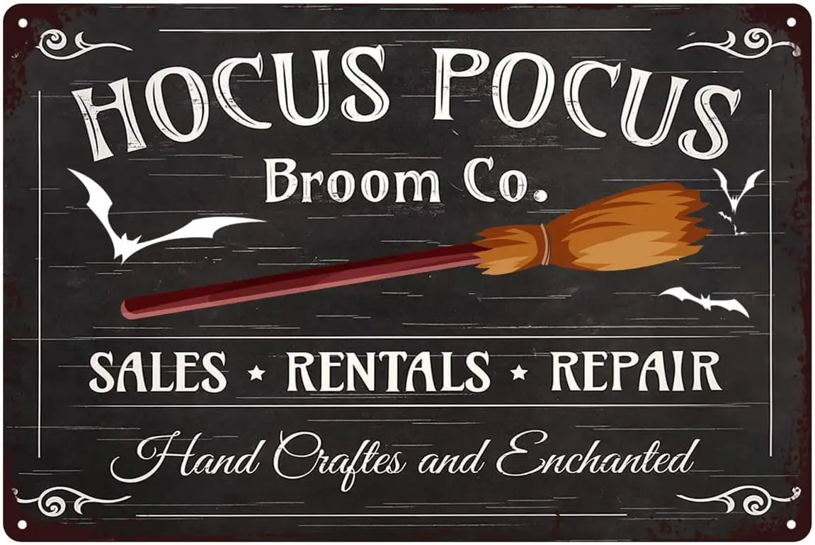 Decorazioni Di Halloween-Hocus Pocus Door Sign Classic Metal Tin Sign Retro Witchy Home Decor Vintage Wall Decor For