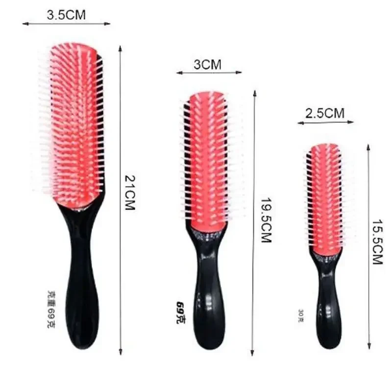 Description Picture 2 of item9-Rows Detangling Hair Brush Detangler Hairbrush Scalp Massager Straight Curly Wet Hair Comb Hair Styling Tools