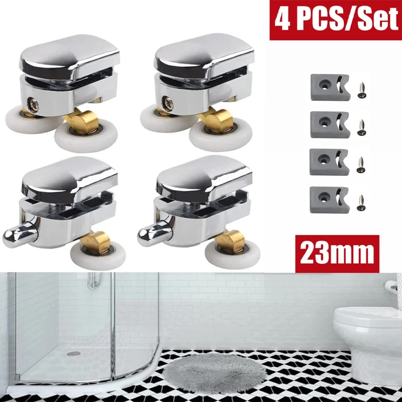 Description Picture 3 of item4/8Pcs Shower Screen Door Rollers Zinc Alloy Runners Wheels Twin Top Replacement Shower Wheel Runner Pulleys for 12-14mm glass