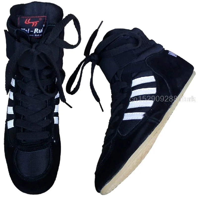 Unisex Authentic Wrestling Shoes Cow Muscle Outsole Training Shoes Lightweight Lace Up Boots Sneakers Non-slip Boxing
