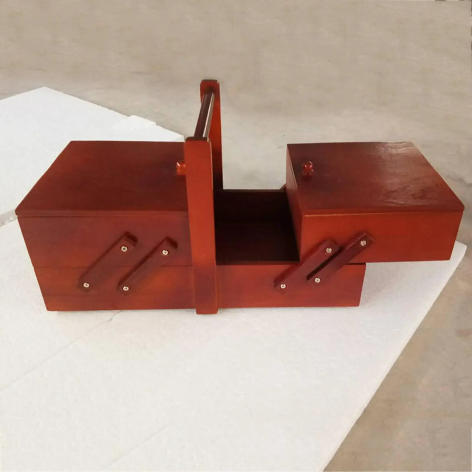 Jewelry Storage Box Sewing Accessories Sewing Storage Box Sewing Kit Foldable Wooden Sewing Box Compartments Needles Thread Scissors Sew Basket Jewelry Boxes Household Sewing Supplies