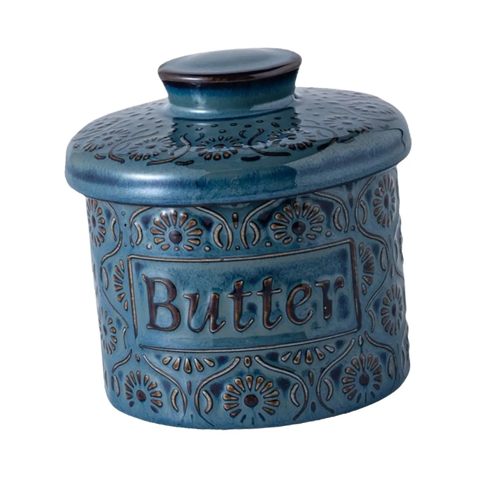 Ceramic Butter Crocks with Water Line for Spreadable Butter with Lid