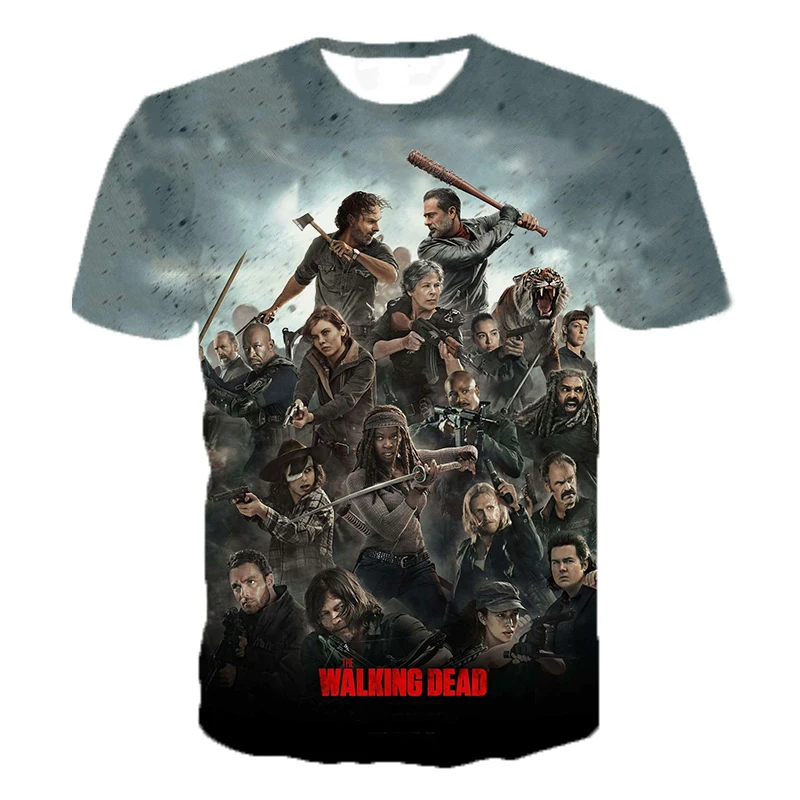 

2023 Horror TV Drama The Walking Dead 3D Printed T Shirt Men Women Fashion Casual T-shirt Hip Hop Streetwear Oversized Tops Tees