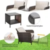 Piece Patio Conversation Set, PE Wicker Rattan Outdoor Lounge Chairs with Soft Cushions 2 Ottoman&Glass Table, Garden Sofas 4