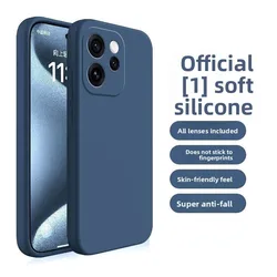 Solid Color Skin - friendly Liquid Silicone Shockproof Phone Case for OPPO Reno 15 Pro (Dark Blue)