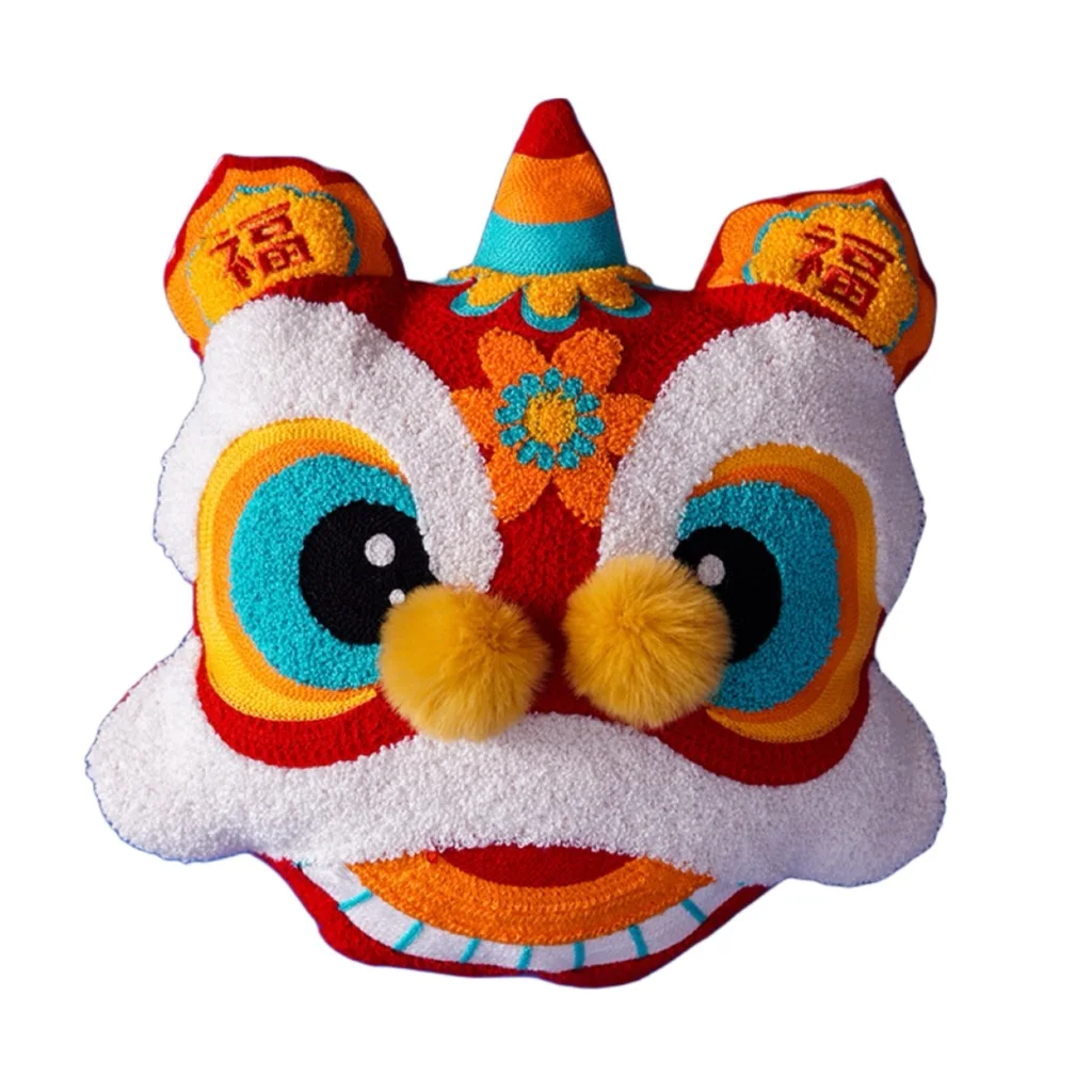 Dance Lion Pillows Joyful Chinese Traditional Embroidery Cushion Love Pillow Cover New Year Party Home Decorations