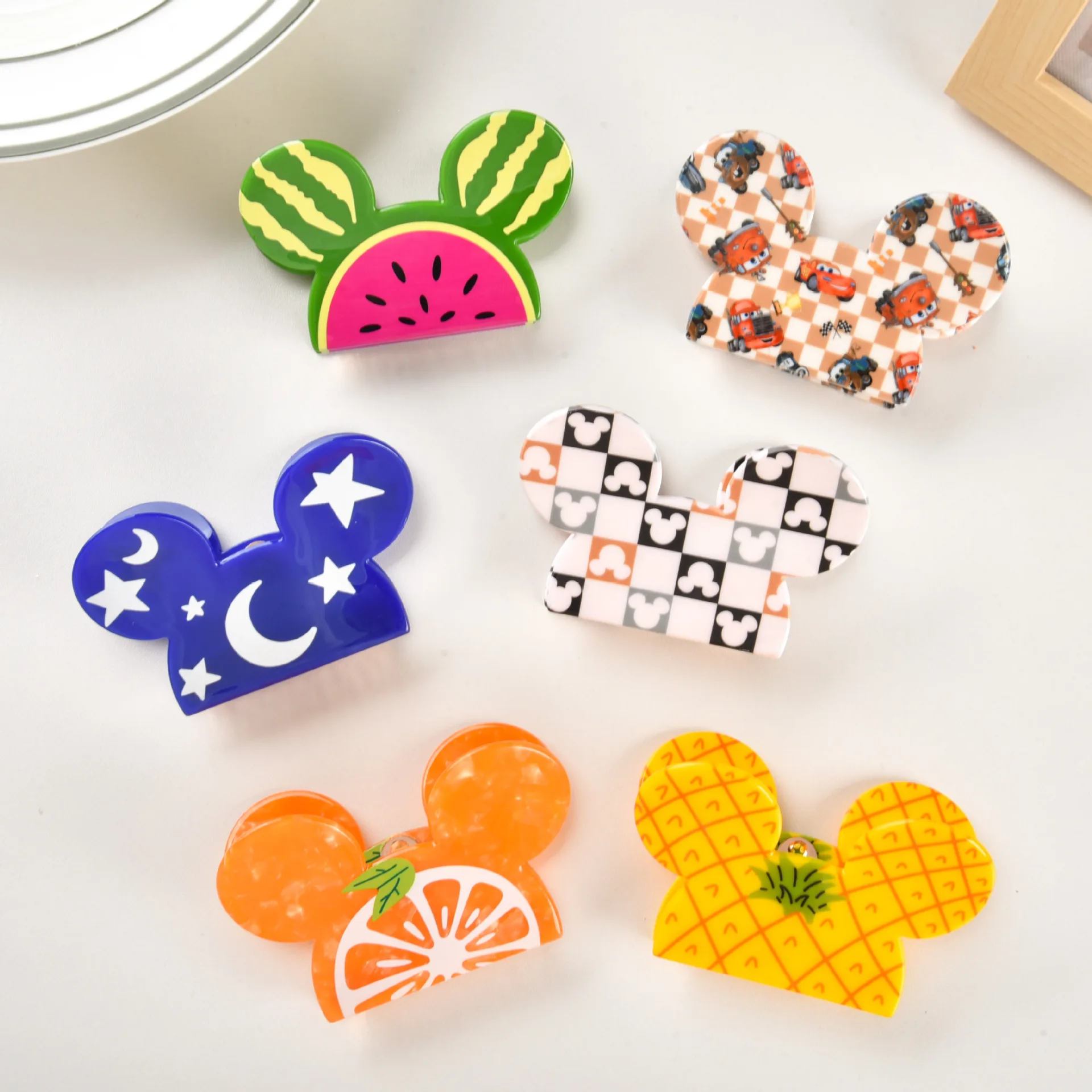 Muweordy Cartoon Mickey Acetate Hair Claw for Women Girls Popular Hair Catches Princess Crab Hair Clip Fashion Hair Accessories