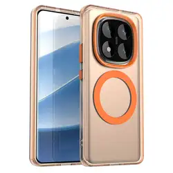 Luxury Armor Shockproof Matte Case with Magsafe Compatibility and Wireless Charging for Redmi Note14 Pro 5G (Orange)