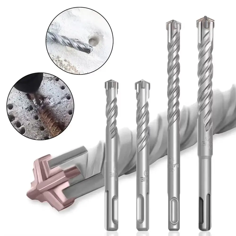 Concrete Drill Bit Set SDS Plus 4 Cutters Cross Tips