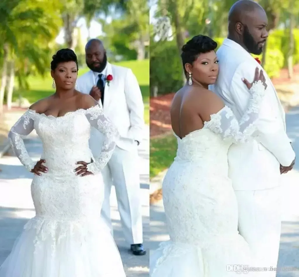 

Женское платье с юбкой-годе, кружевное свадебное платье с длинным рукавом, открытой спиной и открытыми плечами, индивидуальный пошив, свадебные платья