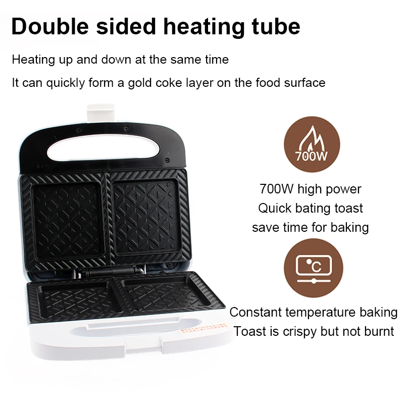 Sandwich Maker Electric Breakfast Baking Machine Egg Omelette Cooker Grill Pan Double-side Bread Pressure Toaster