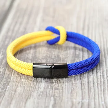 2022 Concentric Knot Man Bracelet Magntic Colorblock Blue Yellow Braclet Boyfriend Gift Ukrainian Flag Color Brazalete Homme