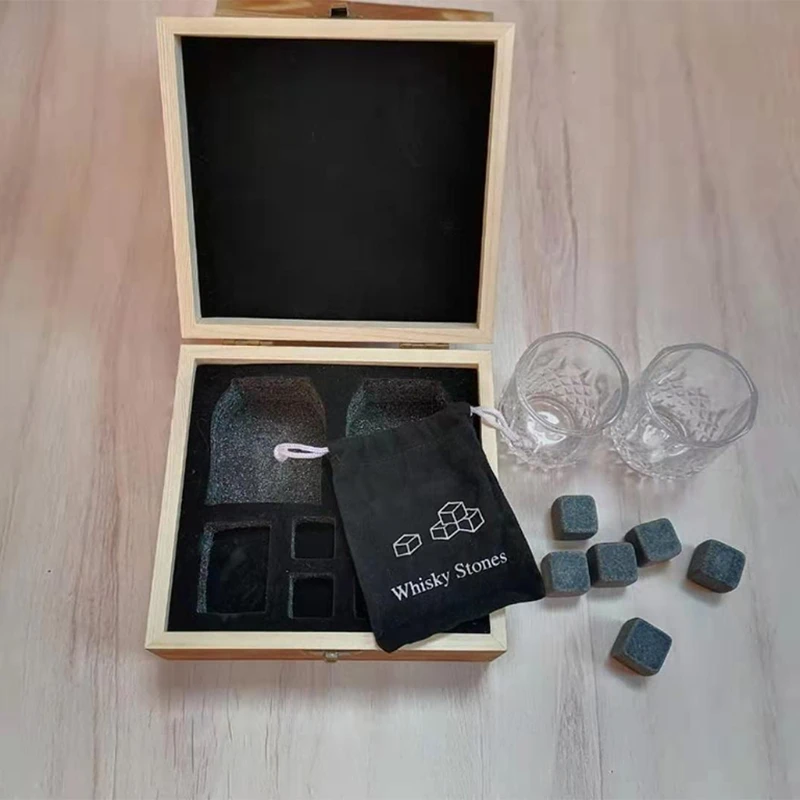 Whiskey Glass Set 6 Pcs Whiskey Bourbon Chilling Stones Wooden Box Father's Day Christmas Birthday Anniversary Present