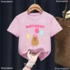 5th/6th/7th/8th/9th Birthday Capybara Balloon Printed Tshirt Girls/Boys Funny Kawaii Kids Clothes Fashion Solid T-Shirt Tops 3