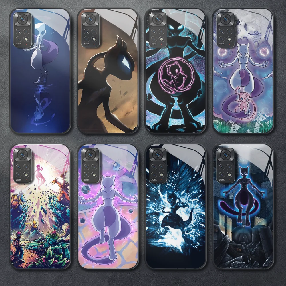Custodia Per Telefono In Vetro Temperato Mewtwo Pokemon, Copertura Paraurti, Xiaomi Redmi Note 8, 9, 10, 11, 12, 13 Pro Plus