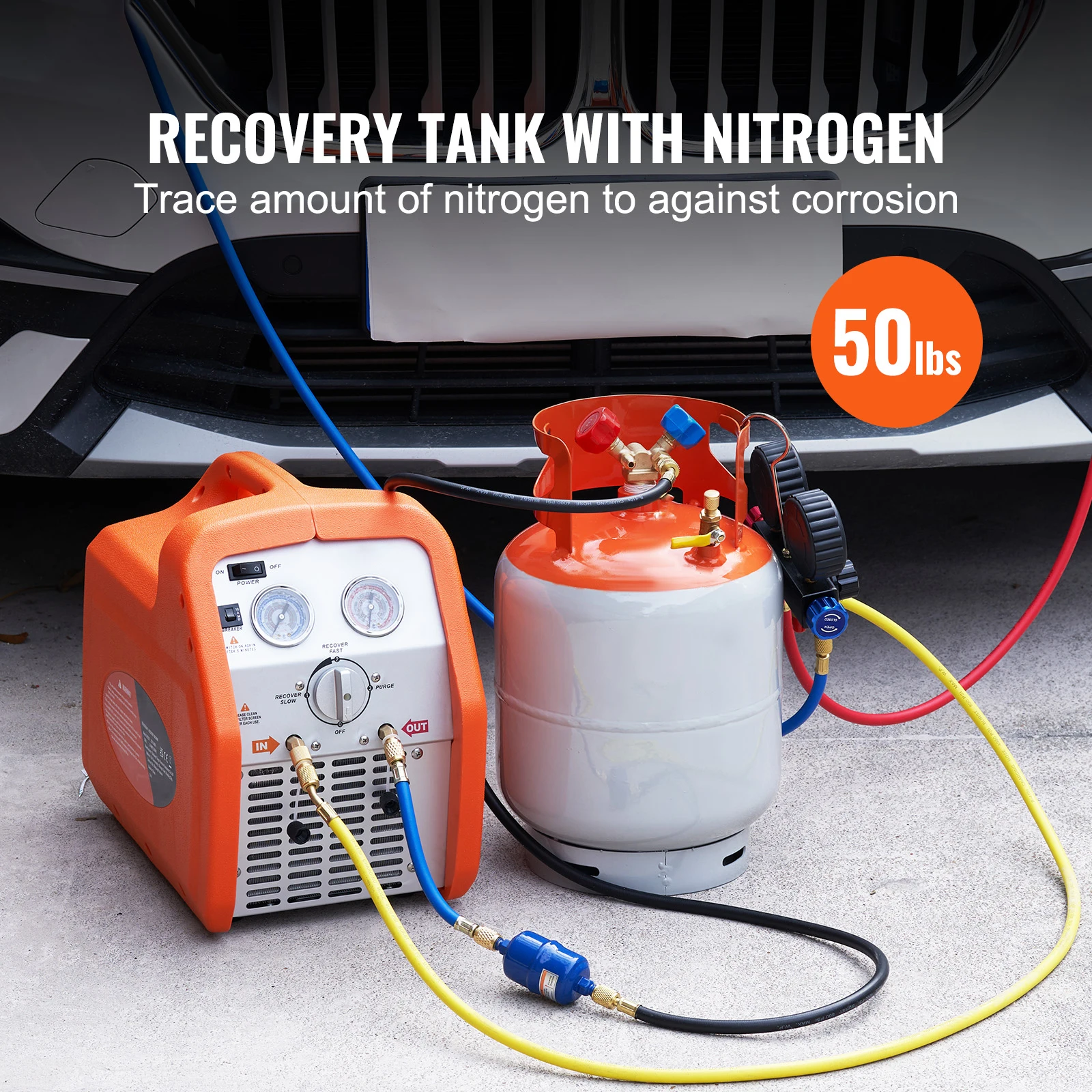 SucceBuy Refrigerant Recovery Tank 50 LBS Capacity 400 psi Portable Cylinder Tank with Y-Valve for Liquid/Vapor, for R22/R134A