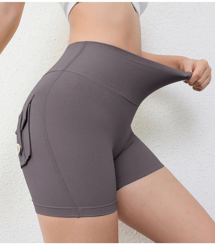 Women Sports Fitness Shorts Scrunch Butt Tummy Control Workout Yoga Shorts With Pockets
