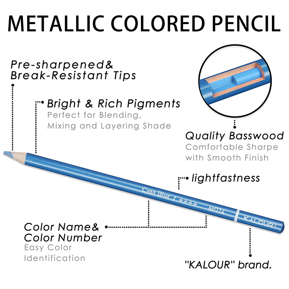Set di 50 matite colorate metallizzate, matite per disegno artistico e schizzi per pittura a mano e graffiti - immagine 4