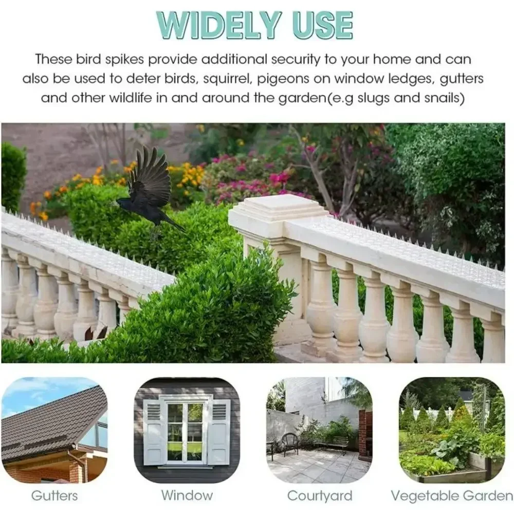 10/20/24Pcs Spikes Repeller Cat Plastic Bird Repellent Anti Pigeon Anti-bird Squirrel Garden Fences Control Transparent Spikes 6