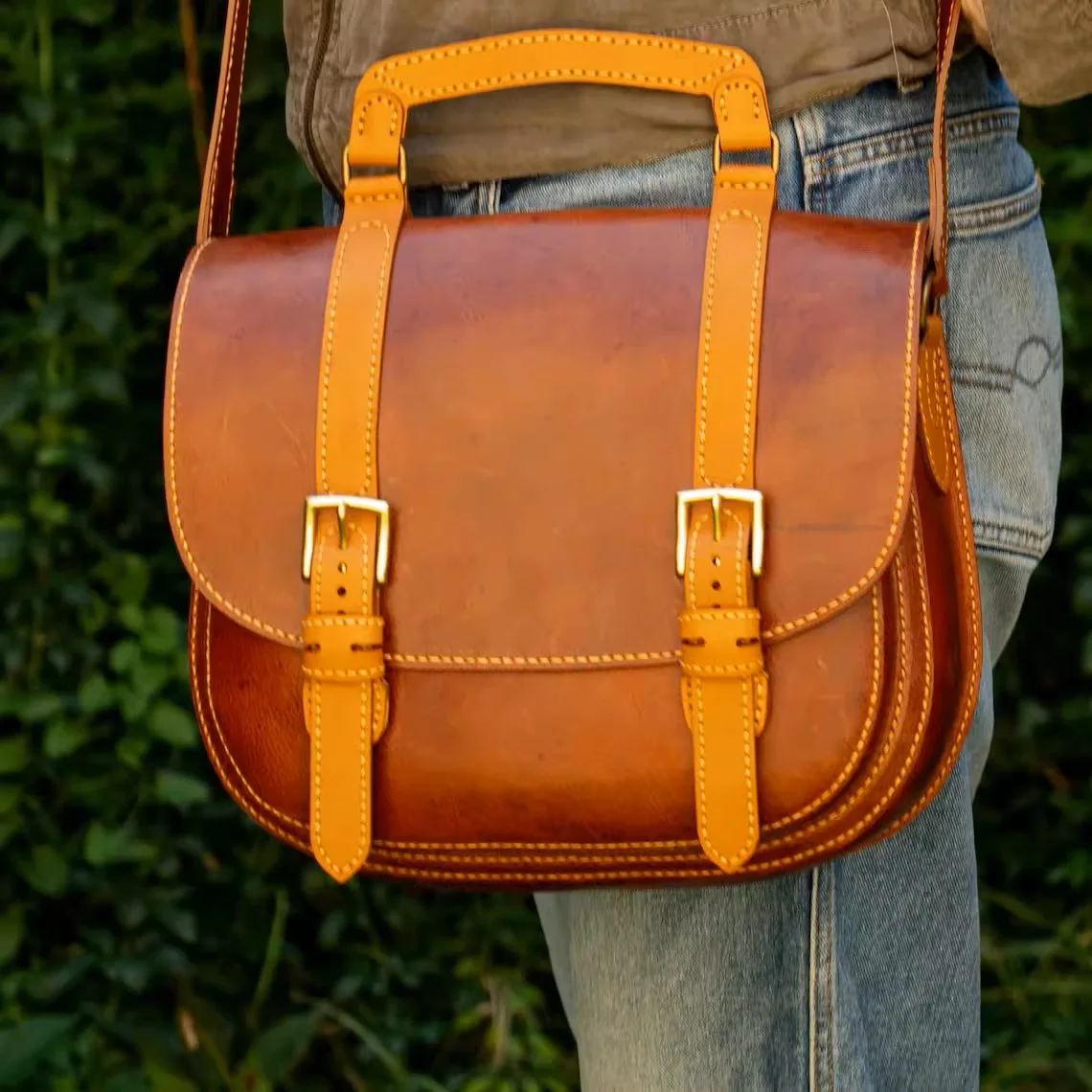 DIY leather craft shoulder bag 500gsm kraft paper pattern template stencil 26x6.5x32cm