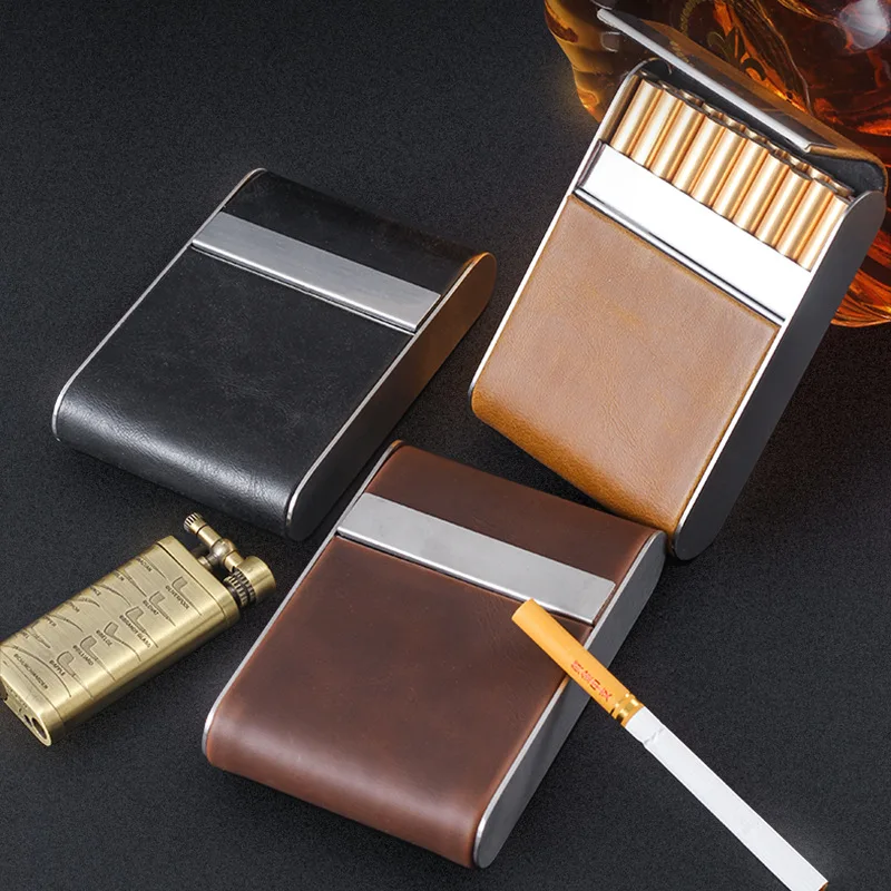 Vintage Metal leather Cigarette Box Holder Cigarette Pack Holder Case –  TheFlyingHostess