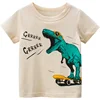 Jumping Meters Children's Summer T Shirts Dinosaur Print Hot Selling Short Sleeve Cartoon Toddler Tees Tops Boys Girls Clothing 1