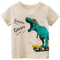 Jumping Meters Children's Summer T Shirts Dinosaur Print Hot Selling Short Sleeve Cartoon Toddler Tees Tops Boys Girls Clothing 1