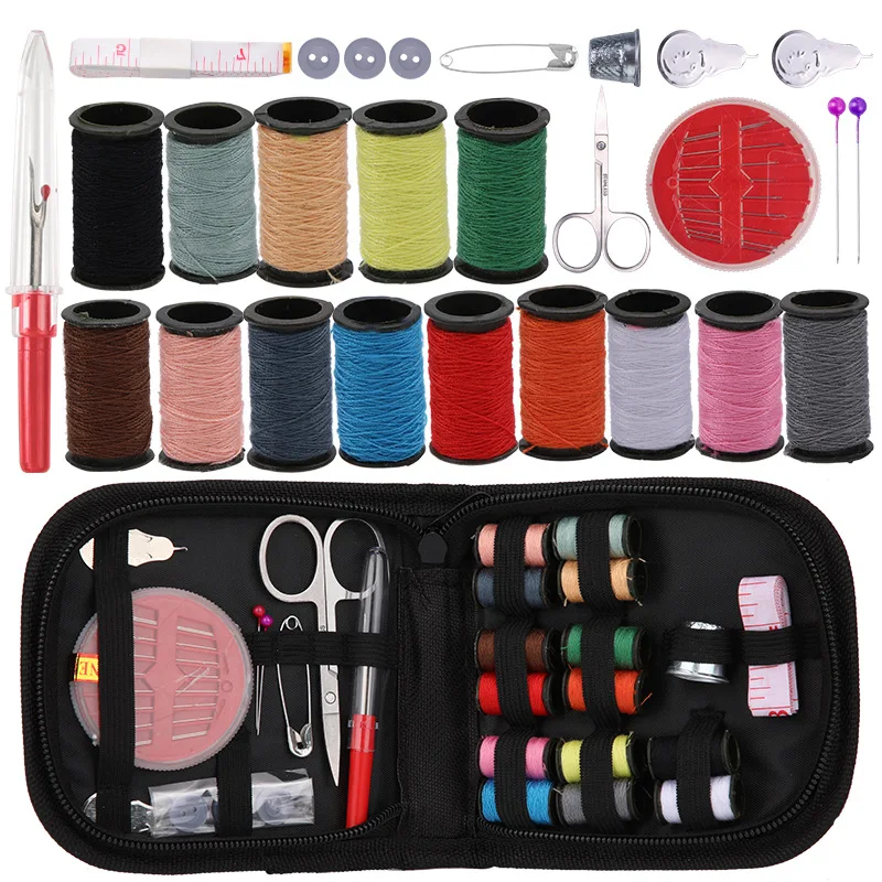 Portable Sewing Kit for Beginners with Thread Needles Scissors