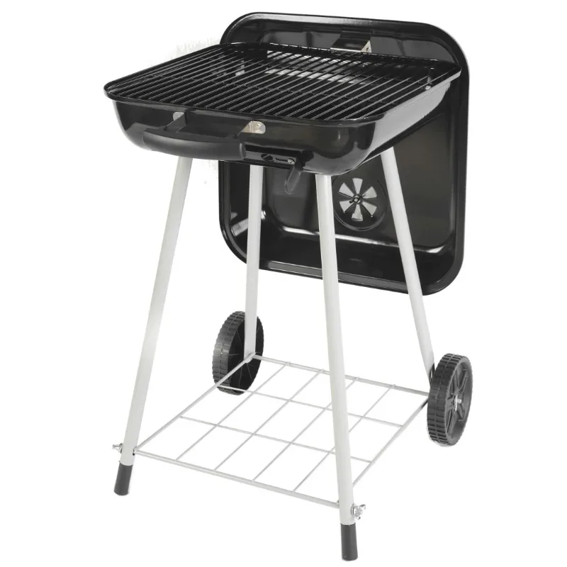 17.5" Square Steel Charcoal Grill on Wheels 4