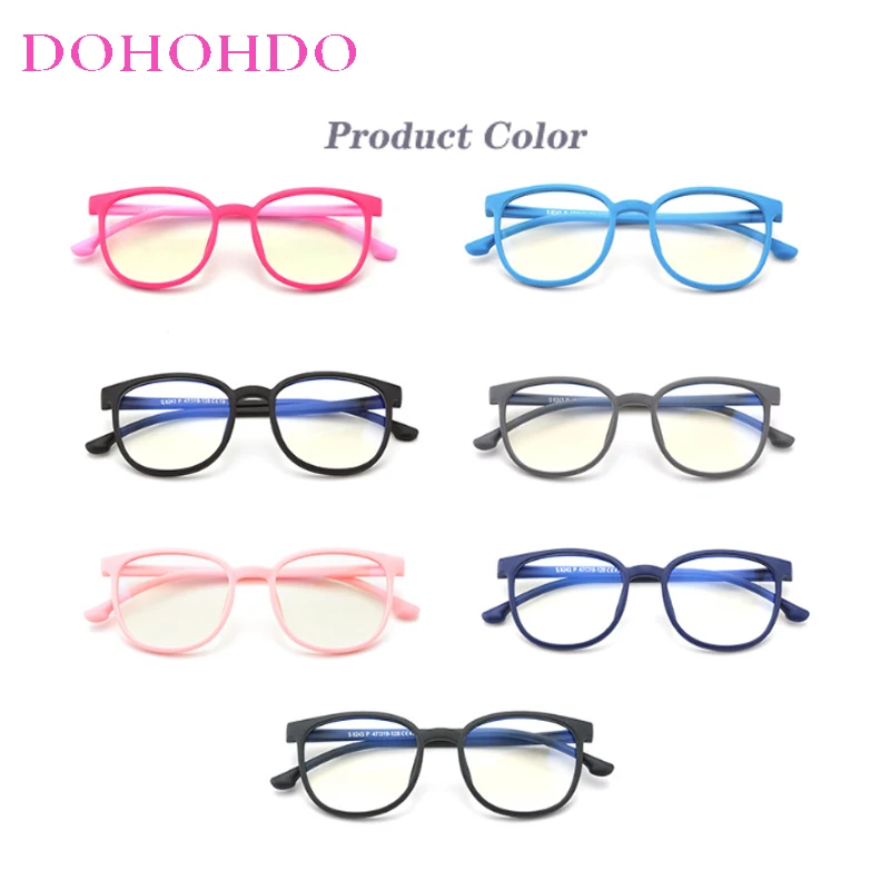 DOHOHDO Anti Blue Light Kids Glasses Boy Girls Computer Transparent Glasses Children Silicone Soft Without Graduation Eyeglasses
