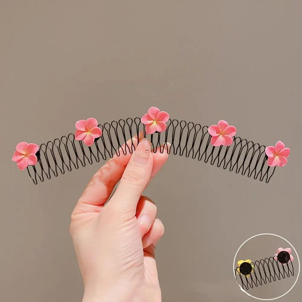 

Spring U Shape Hair Styling Comb Headband Fixed Combs Flower Hairpin Teeth Hair Accessories Invisible Extra Hair Holder Girls