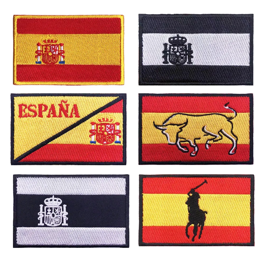 1pc Spanish Flag Spain Armband Embroidered Patch Hook & Loop Or Iron On