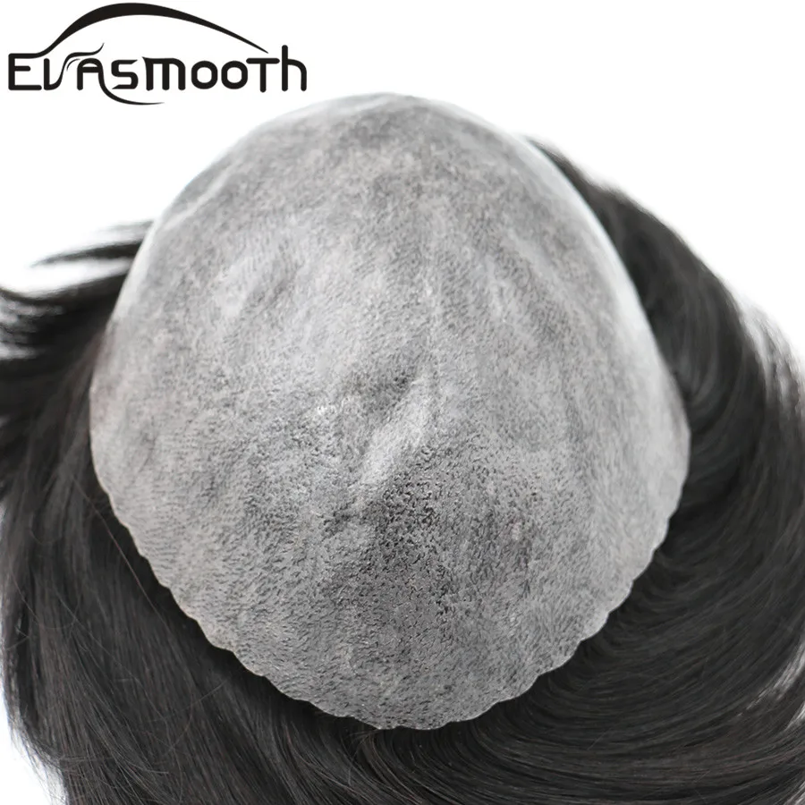 Human Hair Toupee Men's 0.12mm-0.14mm 100% Human Hair Wig Replacement System