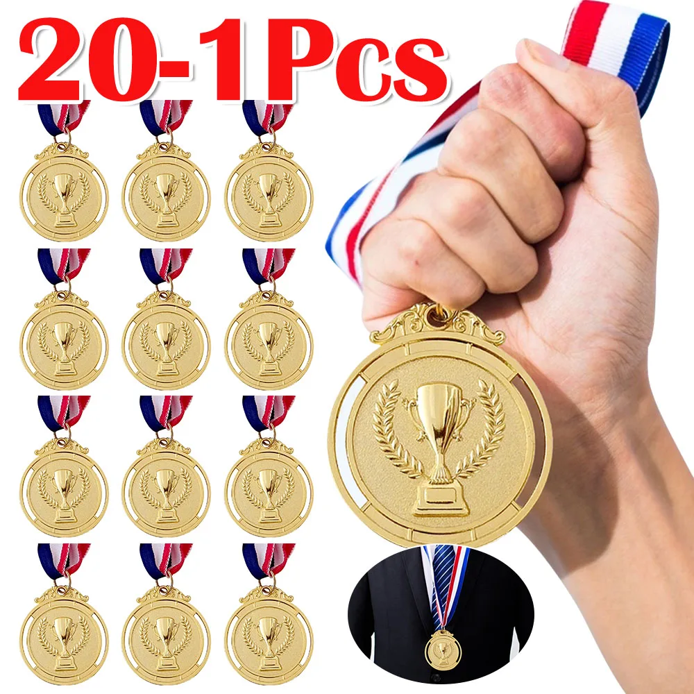 20-1pcs Gold Silver Bronze Award Medal Winner Reward Football Competition Prizes Award Medal For Souvenir Gift Sport Kids Toys