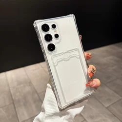 Silicone Phone Case with Card Holder Cover - Galaxy A30s (Clear)
