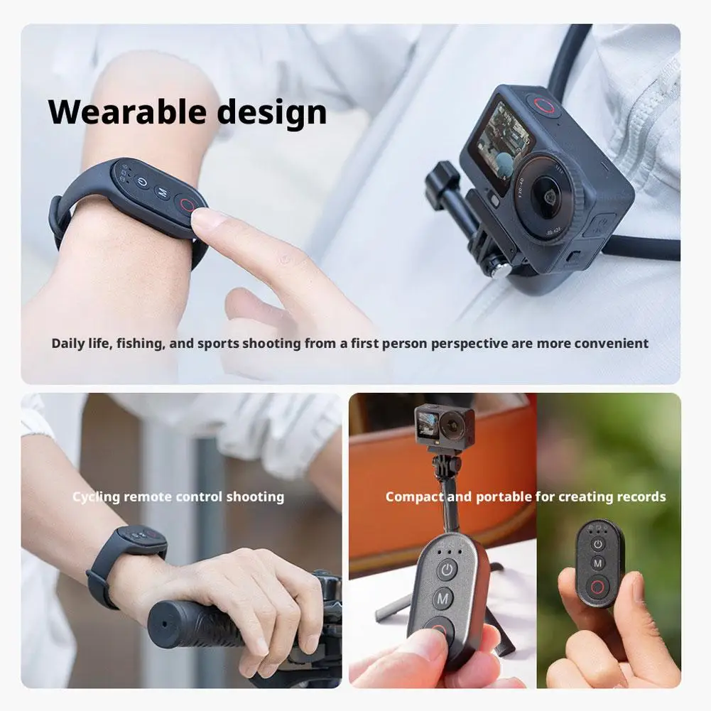 Bluetooth Remote Control Bracelet for Action Camera Compatible with DJI Action 6/5/4/3 Smartphone Wristband Shutter Remote