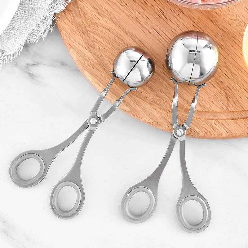 Non Stick Meatball Maker Stainless Steel Meat Ball Clip With Protection Ring Cooking Tool Kitchen Meatball Scoop Ball Maker Tong